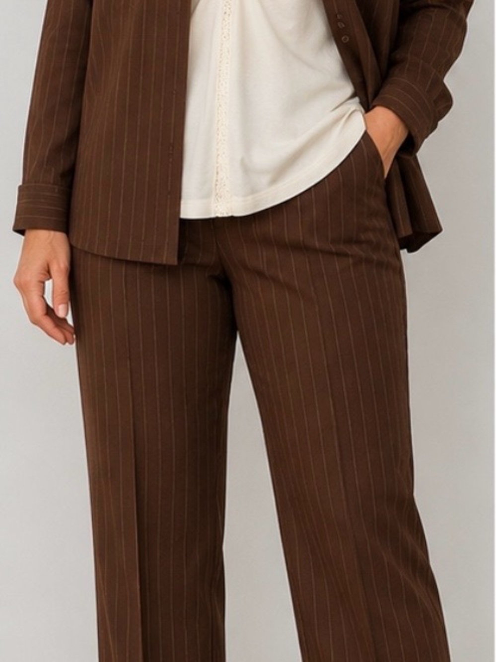 Liz Claiborne Brown Pinstripe Pantsuit size 12